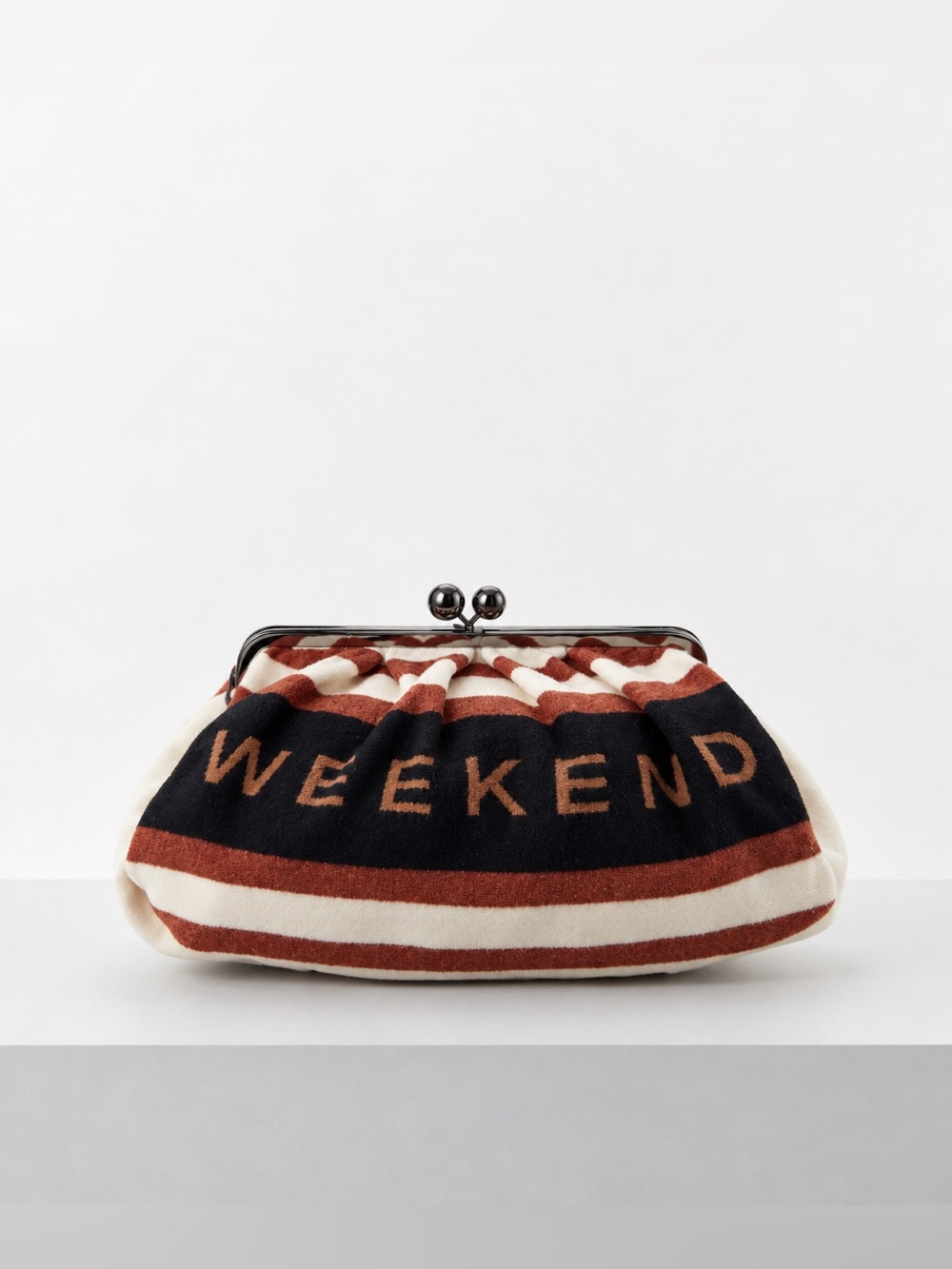 Weekend Max Mara Pasticcino Weekend Logo Striped Clutch Shoulder Bag